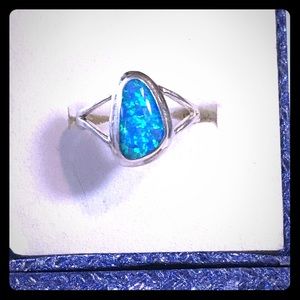 Blue Fire Opal Sterling Silver Ring